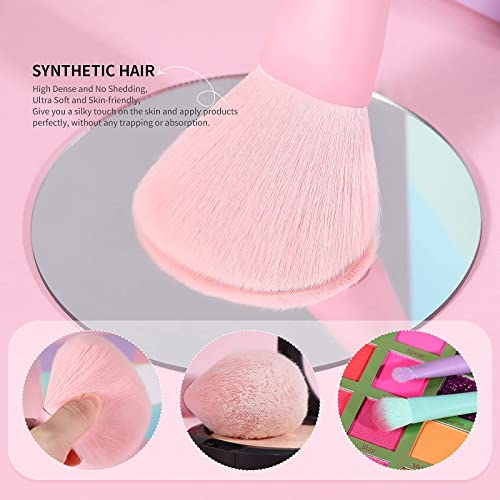Docolor 17Pcs Colorful Makeup Brushes Set + 48Colors BOOM Eeyshadow Palette, Ultra Pigmented Matte Shimmer Metallic Natural Blendable Cream Powder Long Lasting Waterproof Make Up Eye Shadow Palettes
