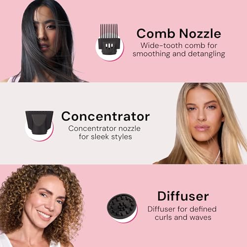 Blush PowerStyle Turbo Ionic Hair Dryer 1875W with Diffuser & Concentrator