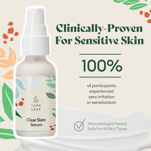 LUMA & LEAF Clear Slate Niacinamide Serum for Face ? Redness & Acne Relief with Bakuchiol & Aloe Vera ? Hydrating Vegan Daily Face Serum for Oily & Combination Skin