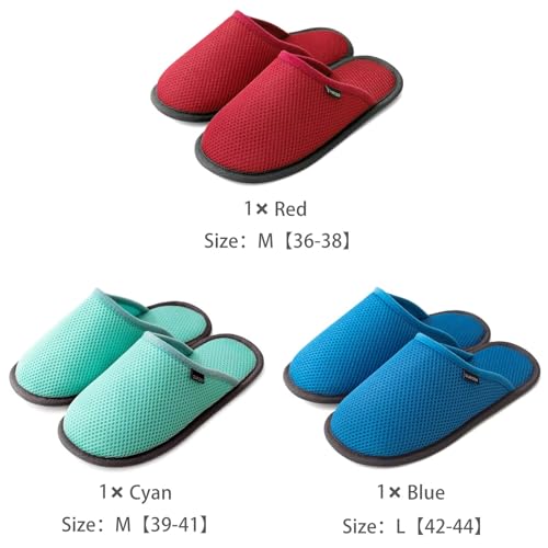 BUGUKI Washable Guest House Slippers Set for Spa, Hotel & Travel, Non-Slip, 3 Pairs (Size 6-14 Women / 4-13.5 Men)