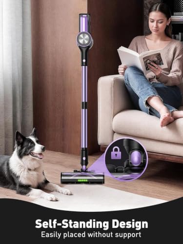 SUXIANGVAC Purple Cordless Vacuum Cleaner 55KPa/65Min Self-Standing Stick Vacuum