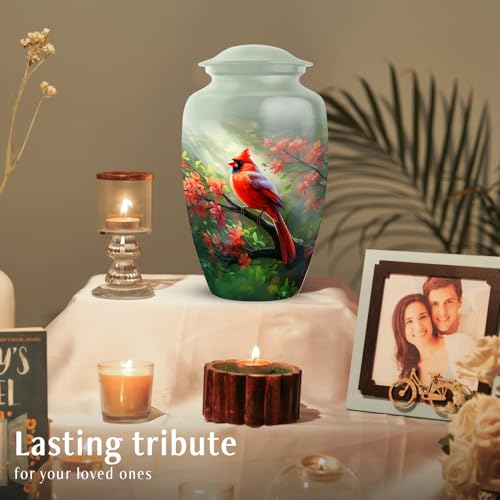 Red Cardinal Bird Urn for Ashes - 10 Inch Decorative Cremation Urn for Adults, Women