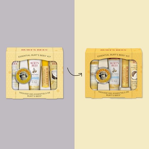 Burt's Bees Mothers Day Gifts Essential Beauty Set, 5 Travel Size - Deep Cleansing Cream, Hand Salve, Body Lotion, Foot Cream and Lip Balm, with 4 Flavored Lip Balms