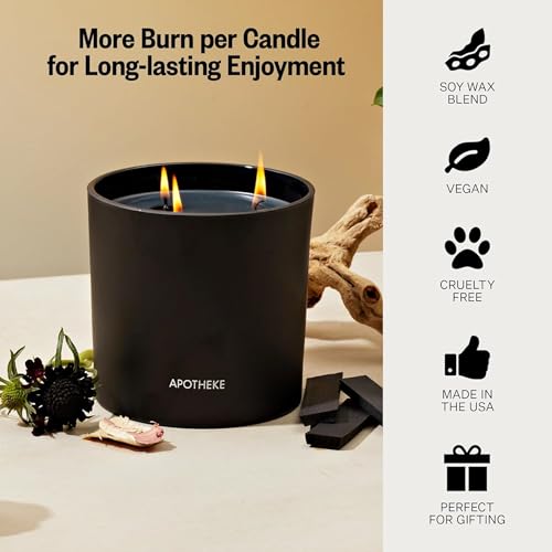 APOTHEKE Charcoal Scented 3-Wick Candle - 26 Oz Brooklyn Luxury Fragrance