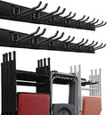 Garage Wall Mount Folding Chair Hangers with 12 Hooks and 6 Panels - Heavy Duty Steel Storage Organizer