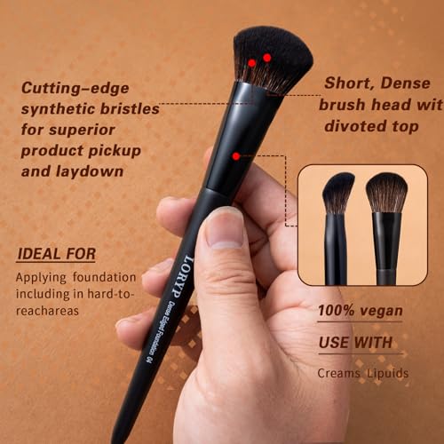 LORYP Black Makeup Brushes Set 21Pcs Powder Blush Foundation Concealer Highlighter Brush Vegan Pro Face and Eye Brush Kit