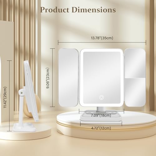 Impressions Vanity Hello Kitty Pretty Petals LED Compact Mirror with Artwork, Travel Makeup Mirror with 3X Magnified Top Mirror, Soft Touch Sensor Button, and Adjustable Brightness Makeup Mirror
