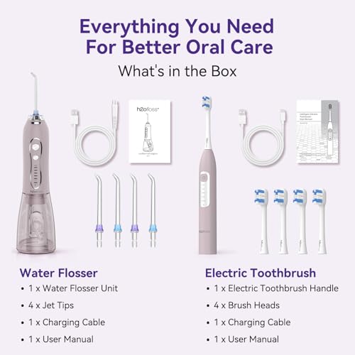 Pink Lavender H2ofloss 2-in-1 Electric Toothbrush & Water Flosser Set