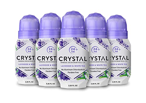 Crystal Deodorant Mineral Roll-On Lavender & White Tea 2.25 oz (Pack of 5)