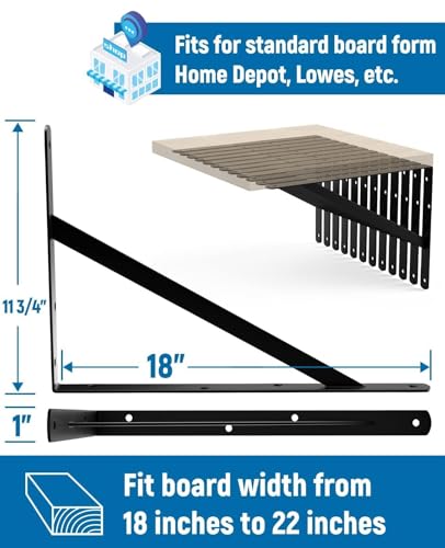18 Inch Heavy Duty Shelf Brackets - Black 12 Pack Floating Support