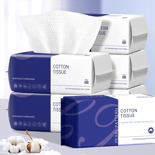Unscented Disposable Face Towels - 600 Count (6 Pack), Ultra Soft & Reusable