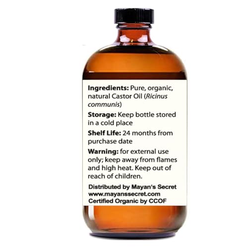 16 oz Organic Castor Oil for Hair Growth & Skin Care - Cold Pressed, Unrefined, Glass Bottle