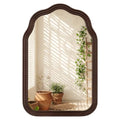 36 Inch Wavy Arch Wooden Bathroom Mirror - Rustic Wall Decor, Dark Brown