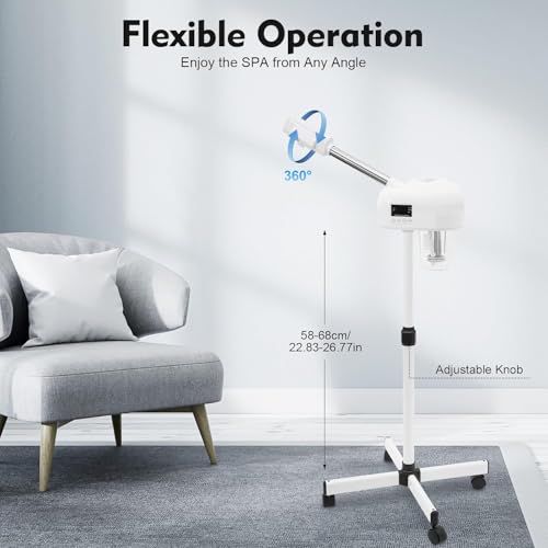 Facial Steamer with Ozone, LCD Touch Screen & 600ml Water Capacity for Spa & Skincare