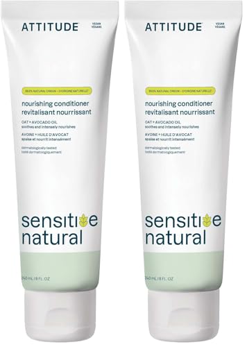 BIO SPECTRA ATTITUDE Avocado Oil Conditioner 8 Fl Oz Pack of 2 - Sensitive Skin, Vegan, Natural Nourishing Hair Care