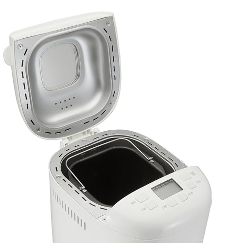 Amazon Basics Programmable Bread Maker - 2 lb White Non-Stick Machine, 14 Settings, ExpressBake
