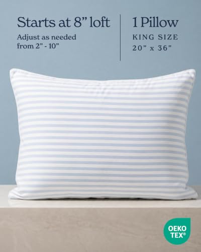 Adjustable Cooling Pillow Queen Size - Down Alternative with Custom Fill & Cool-Touch Cover