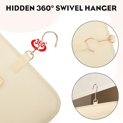 Large Waterproof Vegan Leather Hanging Toiletry Bag with Wet-Dry Compartments - Travel Organizer