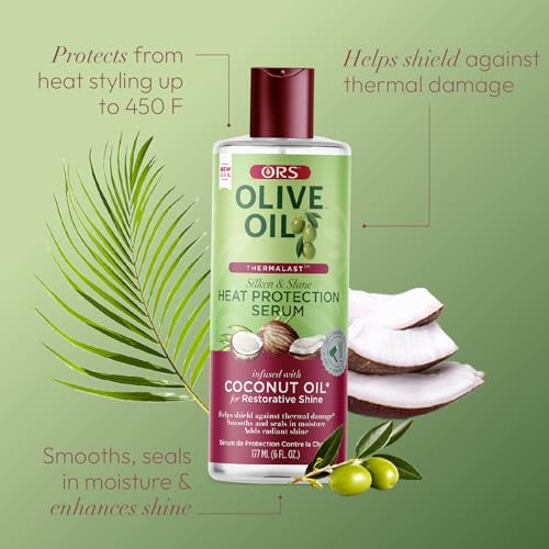 ORS Olive Oil Heat Protection Hair Serum infused with Coconut Oil for Restorative Shine 6.0 Ounces (Pack of 4)
