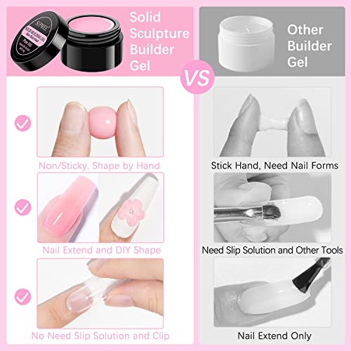 Solid Builder Gel for Nails Multicolor Nail Extension & Sculpting Kit - Non-Stick Hard Gel