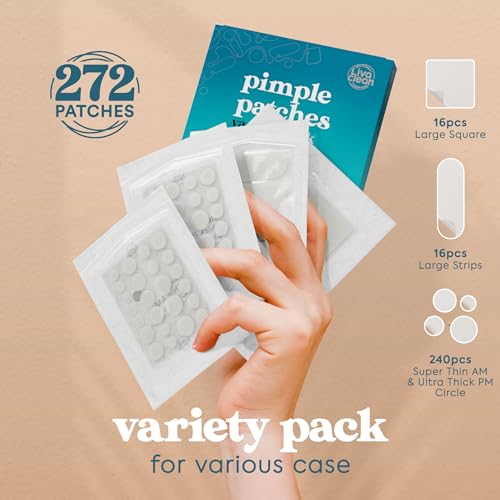 LivaClean (272 + 240 CT) Acne Patches, Hydrocolloid Star Pimple Patches for Healing, Cute Face Stickers, Large Pimple Patch for Face, Hydrocolloid Patch