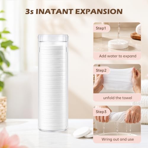 Off White Compressed Towels for Hot Towel Dispenser 60 Count - Soft Facial Cloths