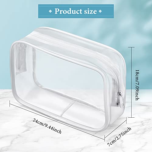 Weewooday 12 Large Clear PVC Cosmetic Bags with Zipper - White