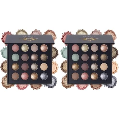 UCANBE Baked Eyeshadow Makeup Palette with Hidden Gems, 16 Colors Nude Eye Shadow with Matte Glitter Metallic Shimmer, Highly Pigmented Long Lasting Make Up Pallet (Pack of 2)