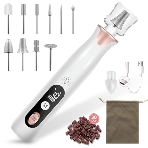 Electric Nail Drill File, Haootadiy Cordless Electric Nail Filer Buffer with Nail Drill Bits Sanding Bands Professional Manicure Pedicure Set for Nail Grind Trim Polish, for Women & Men