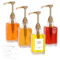 Gold Pump 4-Pack 16oz Coffee Syrup Dispenser Set Leak-Proof Glass Bottles
