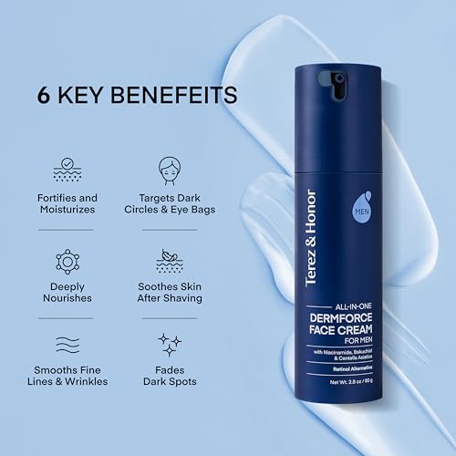 Men's 6-in-1 Face Moisturizer with Niacinamide & Caffeine – Hydrating Anti-Aging Cream, 2.8oz, Includes Original Pack