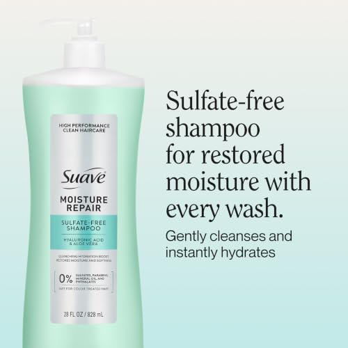 Suave Moisture Repair Sulfate-Free Shampoo for Dry & Damaged Hair 28oz (4 Pack)