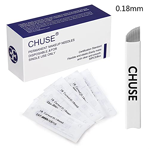 Microblading Needle 0.18mm 18 Sloped Curved Nano Microblade for Eyebrow Tattoo - Beginner & Professional Use
