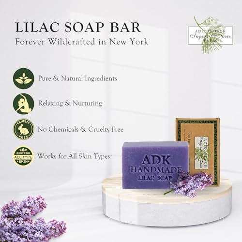 Adirondack Fragrance & Flavor Farm ADK Natural Lilac Soap Bar 16 oz., Handmade Vegan Olive Oil Body Soap for Dry and Sensitive Skin, Moisturising for Men, Women & Babies, Produced in the USA