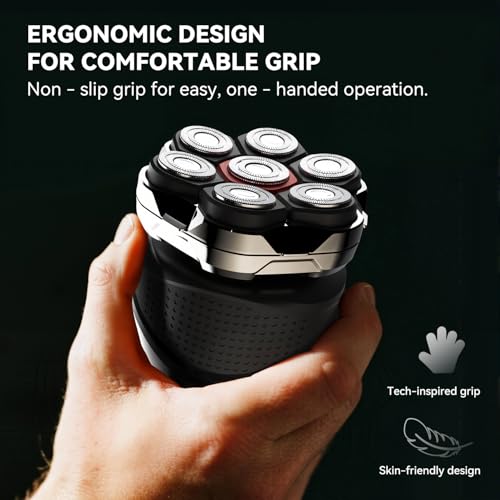 Men's Electric Rotary Shavers Bald£¬2026 Upgrade 7D Floating Electric Shaver with LED Display, IPX7 Waterproof, Type-C Fast Charge, Magnetic Heads, Travel Case - Ideal Men's Grooming Gift