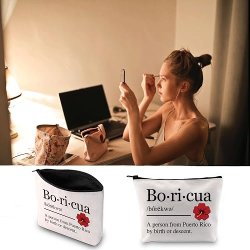 JXGZSO Boricua Definition Cosmetic Bag Latina Puerto Rican Gift Puerto Rico Flower Lover Gift Puertorican Merch (Boricua Bag)