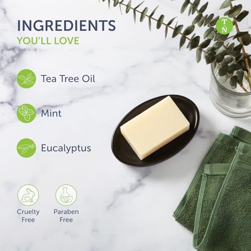 Tea Tree Soap Bar 4-Pack with Peppermint & Eucalyptus – Refreshing Body & Foot Cleanser, 4 oz – Regular / Pack of 4