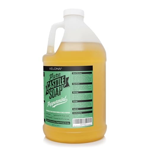 velona Pure Castile Soap - 64 Fl oz | Mild & Gentle | Face, Hand, Hair, Body Wash, Laundry | Peppermint Essential Oil