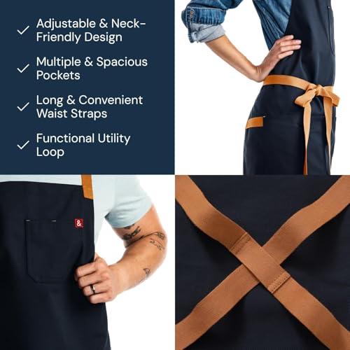 Hedley & Bennett Midnight Blue Crossback Chef Apron with Pockets & Towel Loop