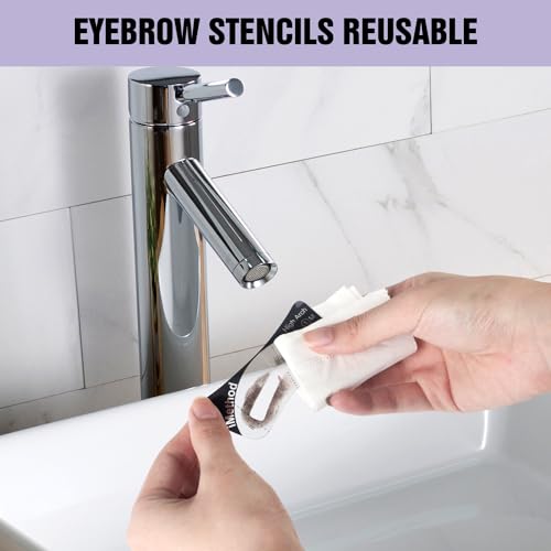 iMethod Brow Stamp Kit - Eyebrow Stamp with 27 Eyebrow Stencils, Eye Brow Stencils Kits, Natural Eyebrows, Easy to Use, Light Brown