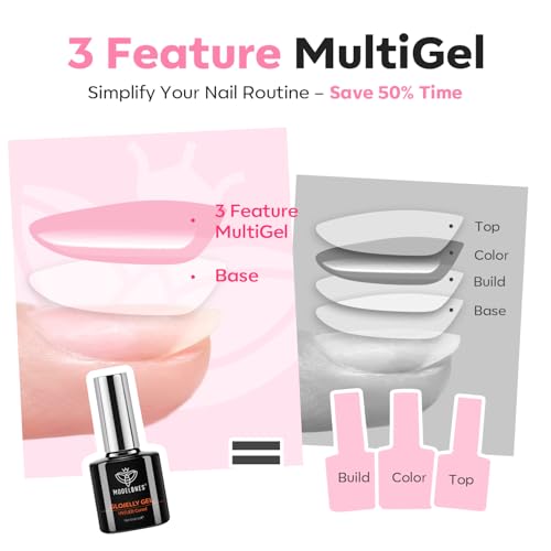 Builder Nail Gel Top Coat Rosy Pink 15ml No Wipe UV Cure - Glossy, Strengthening, Long-Lasting