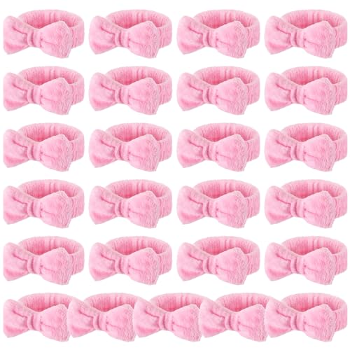 Pink Spa Headbands Bulk - Classic Pattern, 25 Pack, Elastic & Soft Coral Fleece