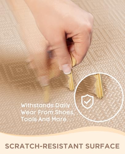 Beige Anti-Fatigue Kitchen Mat 20x48 Inches - Cushioned, Waterproof, Non-Slip Office & Home Standing Rug