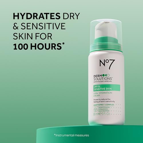 No7 Derm Solutions Hydrating Facial Cleanser & 100hr Face Moisturizer - With Ceramides, Niacinamide & Adaptogens to Maintain Skin's Moisture Barrier - For Dry & Sensitive Skin (2-Item Bundle)