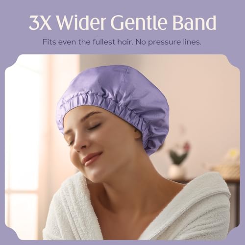 Large Waterproof Shower Cap for Long Hair & Curls - Lilac Variation