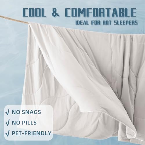 DOWNCOOL Queen Size Cream White Cooling Comforter – Dual-Side Tech, 90x90