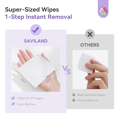 SAVILAND Pink Nail Polish Remover Pads 100 Count - Fast Acetone Wipes for Nails