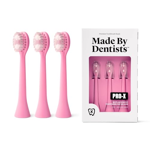 Dentist-Designed PRO-X Replacement Toothbrush Heads for Adults - Pink, Deep Plaque Removal, Soft Bristles (3 Pack)