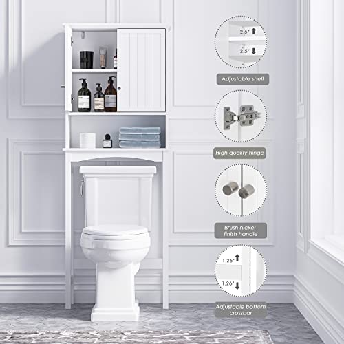 UTEX Over Toilet Storage Cabinet White with Adjustable Shelves Bathroom Organizer