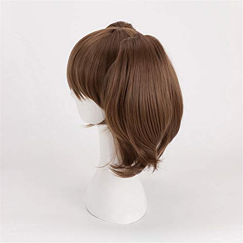 Anime Cosplay Wig for Women Short Brown Double Ponytails Party Hairpiece